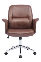 Living and Home Retro-style Office Chair with Armrests and Casters in Brown - thumbnail 2