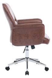Living and Home Retro-style Office Chair with Armrests and Casters in Brown - thumbnail 4