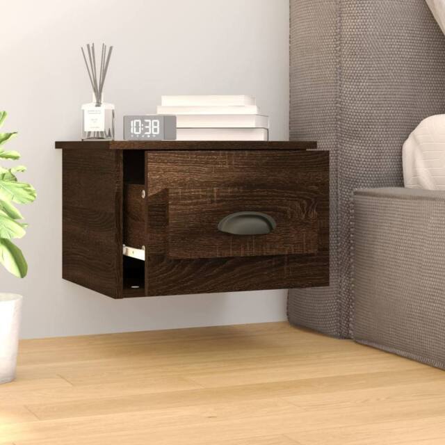 Berkfield Home Elegant Wall-mounted Bedside Cabinets 2 pcs Brown Oak 41.5x36x28cm - Size: 41.5x36x28 cm - image 1