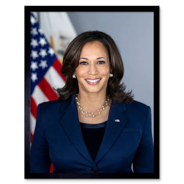 "Artery8 US Vice President Kamala Harris United States America Framed Art Print in Blue - Size: W12"" x H16""" - image 1