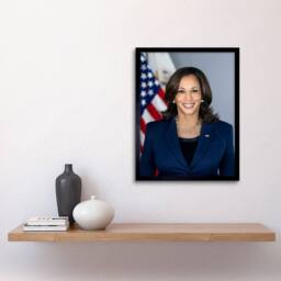 "Artery8 US Vice President Kamala Harris United States America Framed Art Print in Blue - Size: W12"" x H16""" - thumbnail 2