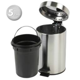 Havendro 5L Stainless Steel Silver Kitchen Bathroom Pedal Bin - thumbnail 3
