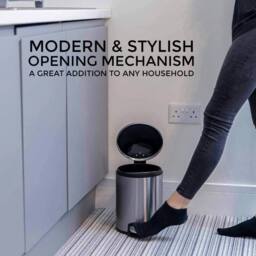 Havendro 5L Stainless Steel Silver Kitchen Bathroom Pedal Bin - thumbnail 4