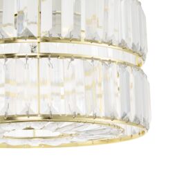 Happy Homewares Modern Chic Double Tier Pendant Shade with Clear Acrylic Prisms in Gold - thumbnail 3