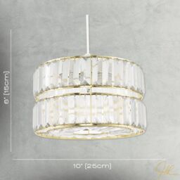 Happy Homewares Modern Chic Double Tier Pendant Shade with Clear Acrylic Prisms in Gold - thumbnail 7