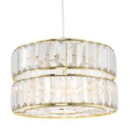Happy Homewares Modern Chic Double Tier Pendant Shade with Clear Acrylic Prisms in Gold - thumbnail 2