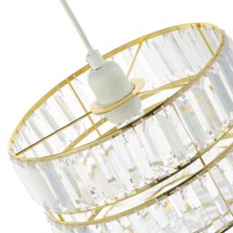 Happy Homewares Modern Chic Double Tier Pendant Shade with Clear Acrylic Prisms in Gold - thumbnail 5