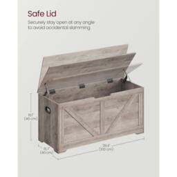 VASAGLE Large Farmhouse Storage Bench Blanket Box Safety Hinges Chest in Fawn - thumbnail 2