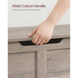 VASAGLE Large Farmhouse Storage Bench Blanket Box Safety Hinges Chest in Fawn - thumbnail 6