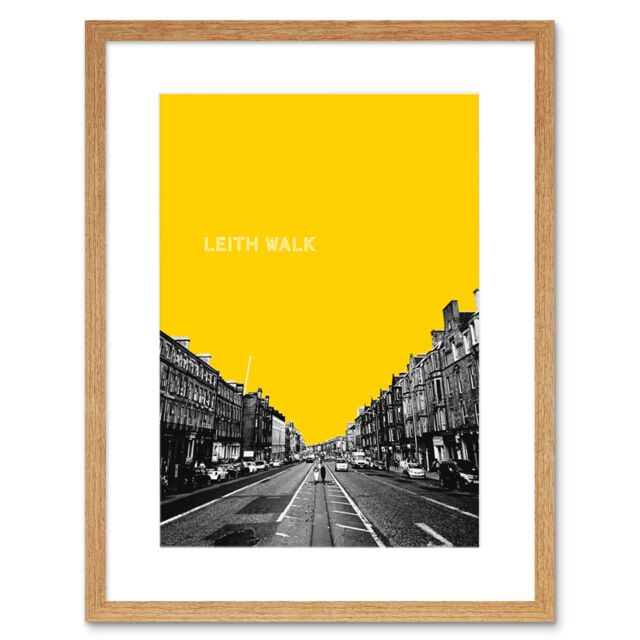 "Artery8 Wall Art Print Edinburgh Leith Walk Yellow Framed 9X7 in Beige - Size: W7"" x H9""" - image 1