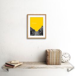 "Artery8 Wall Art Print Edinburgh Leith Walk Yellow Framed 9X7 in Beige - Size: W7"" x H9""" - thumbnail 2