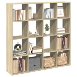 Berkfield Home Book Cabinet Sonoma Oak 137.5x29x137.5 cm Engineered Wood in Brown - thumbnail 4