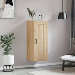 Berkfield Home Wall Mounted Cabinet Sonoma Oak 34.5x34x90 cm Engineered Wood in Light Brown - thumbnail 3