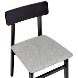 Wyld and Coco Set of 2 Dining Chairs - Black Rubberwood Frame Light Grey Seat - thumbnail 7