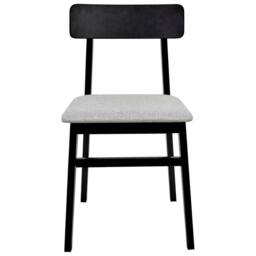 Wyld and Coco Set of 2 Dining Chairs - Black Rubberwood Frame Light Grey Seat - thumbnail 5