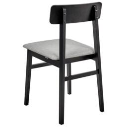Wyld and Coco Set of 2 Dining Chairs - Black Rubberwood Frame Light Grey Seat - thumbnail 6