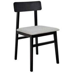 Wyld and Coco Set of 2 Dining Chairs - Black Rubberwood Frame Light Grey Seat - thumbnail 4