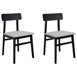 Wyld and Coco Set of 2 Dining Chairs - Black Rubberwood Frame Light Grey Seat - thumbnail 2