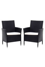 Living and Home Set of 4 Rattan Chairs Garden Furniture in Black - thumbnail 5
