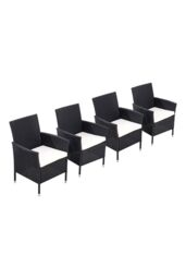 Living and Home Set of 4 Rattan Chairs Garden Furniture in Black - thumbnail 4