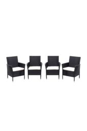 Living and Home Set of 4 Rattan Chairs Garden Furniture in Black - thumbnail 3