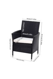 Living and Home Set of 4 Rattan Chairs Garden Furniture in Black - thumbnail 7