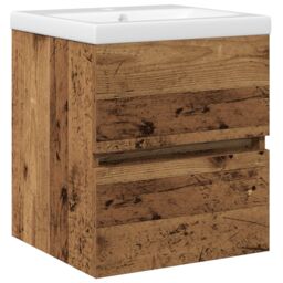 Berkfield Home Sink Cabinet with Built-in Basin Black Oak Engineered Wood, Sink Cabinet Old Wood 41x38.5x45 cm Engineered Wood in Brown - thumbnail 2