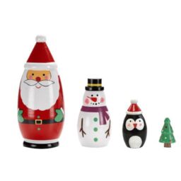 Samuel Alexander 16cm Hand Painted Wooden Christmas Santa Festive Figurine Set - thumbnail 1