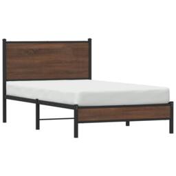 Berkfield Home Metal Bed Frame without Mattress Brown Oak 100x190 cm - thumbnail 4
