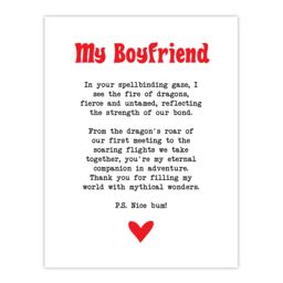 "Artery8 Love Poem Role Play Game Nerd Boyfriend Romantic Wall Art Print in White - Size: W24"" x H32""" - thumbnail 1