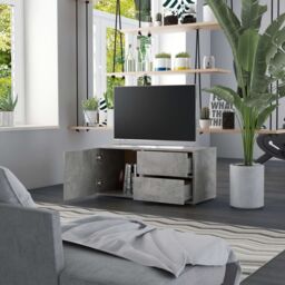 Berkfield Home TV Cabinet Concrete Grey 80x34x36 cm Engineered Wood - Size: 80 x 34 x 36 cm - thumbnail 3