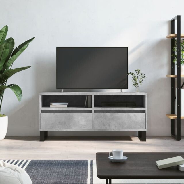 Berkfield Home TV Cabinet Concrete Grey 100x34.5x44.5 cm Engineered Wood - image 1