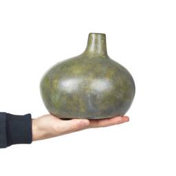 Wyld and Coco Heritage Distressed Terracotta Vase Grey Gold 18 cm - thumbnail 3