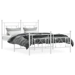 Berkfield Home Metal Bed Frame without Mattress with Footboard White 140x200cm - Size: 140x200 cm - thumbnail 1