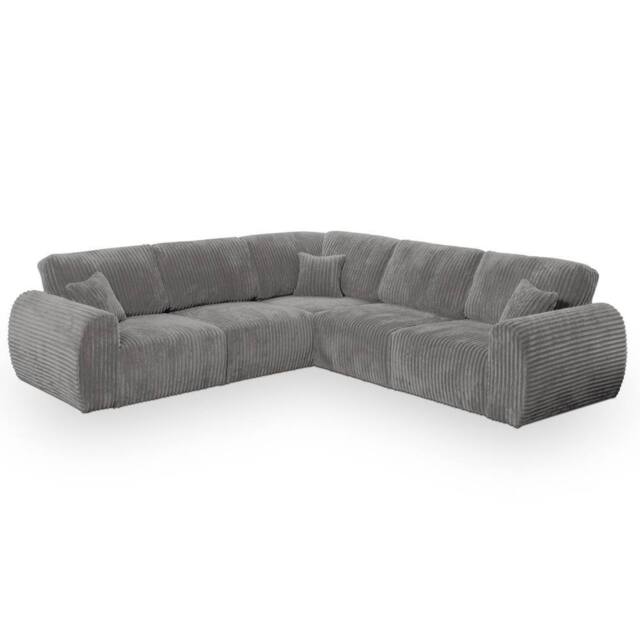 SNUG FURNITURE BIRMINGHAM LTD Sereno Jumbo Cord Large Corner Sofa Full Back in Grey