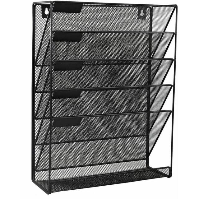 NESTLUNE 6 Tier Office Filing Trays Letter Rack Desk Organiser Paper A4 in Black - image 1