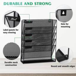 NESTLUNE 6 Tier Office Filing Trays Letter Rack Desk Organiser Paper A4 in Black - thumbnail 3