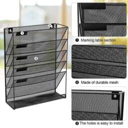 NESTLUNE 6 Tier Office Filing Trays Letter Rack Desk Organiser Paper A4 in Black - thumbnail 6