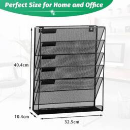 NESTLUNE 6 Tier Office Filing Trays Letter Rack Desk Organiser Paper A4 in Black - thumbnail 2