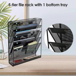 NESTLUNE 6 Tier Office Filing Trays Letter Rack Desk Organiser Paper A4 in Black - thumbnail 4