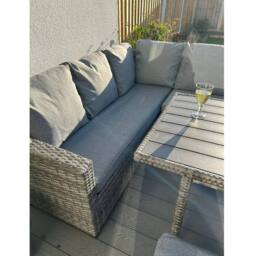 Outdoor Living York 8 Seat Mixed Grey Rattan Corner Sofa Dining Set in Dark Grey - thumbnail 5