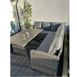 Outdoor Living York 8 Seat Mixed Grey Rattan Corner Sofa Dining Set in Dark Grey - thumbnail 7