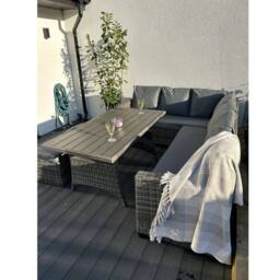 Outdoor Living York 8 Seat Mixed Grey Rattan Corner Sofa Dining Set in Dark Grey - thumbnail 4