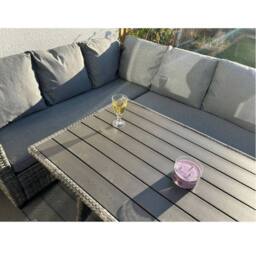 Outdoor Living York 8 Seat Mixed Grey Rattan Corner Sofa Dining Set in Dark Grey - thumbnail 6