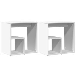 Berkfield Home Side Tables 2 pcs White 50x30x50 cm Engineered Wood - Size: 50 x 30 x 50 cm - thumbnail 2