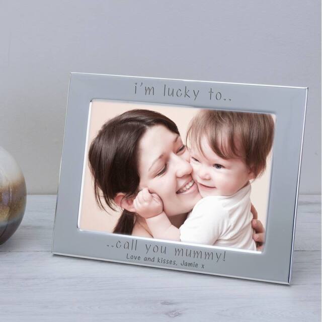 Uniqueful Women's Personalised Lucky to Call You Mummy Silver Plated Frame 7x5