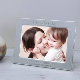 Uniqueful Women's Personalised Lucky to Call You Mummy Silver Plated Frame 7x5 - thumbnail 1