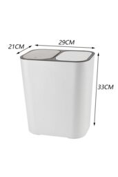 Living and Home 15L Rubbish Dustbin 2 Recycling Bin Trash Can Kitchen Dry Wet Separation Sorting with Push-type Lid in White - thumbnail 6