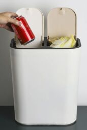 Living and Home 15L Rubbish Dustbin 2 Recycling Bin Trash Can Kitchen Dry Wet Separation Sorting with Push-type Lid in White - thumbnail 1