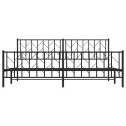 Berkfield Home Metal Bed Frame without Mattress with Footboard Black 193x203cm - Size: 193x203 cm - thumbnail 5